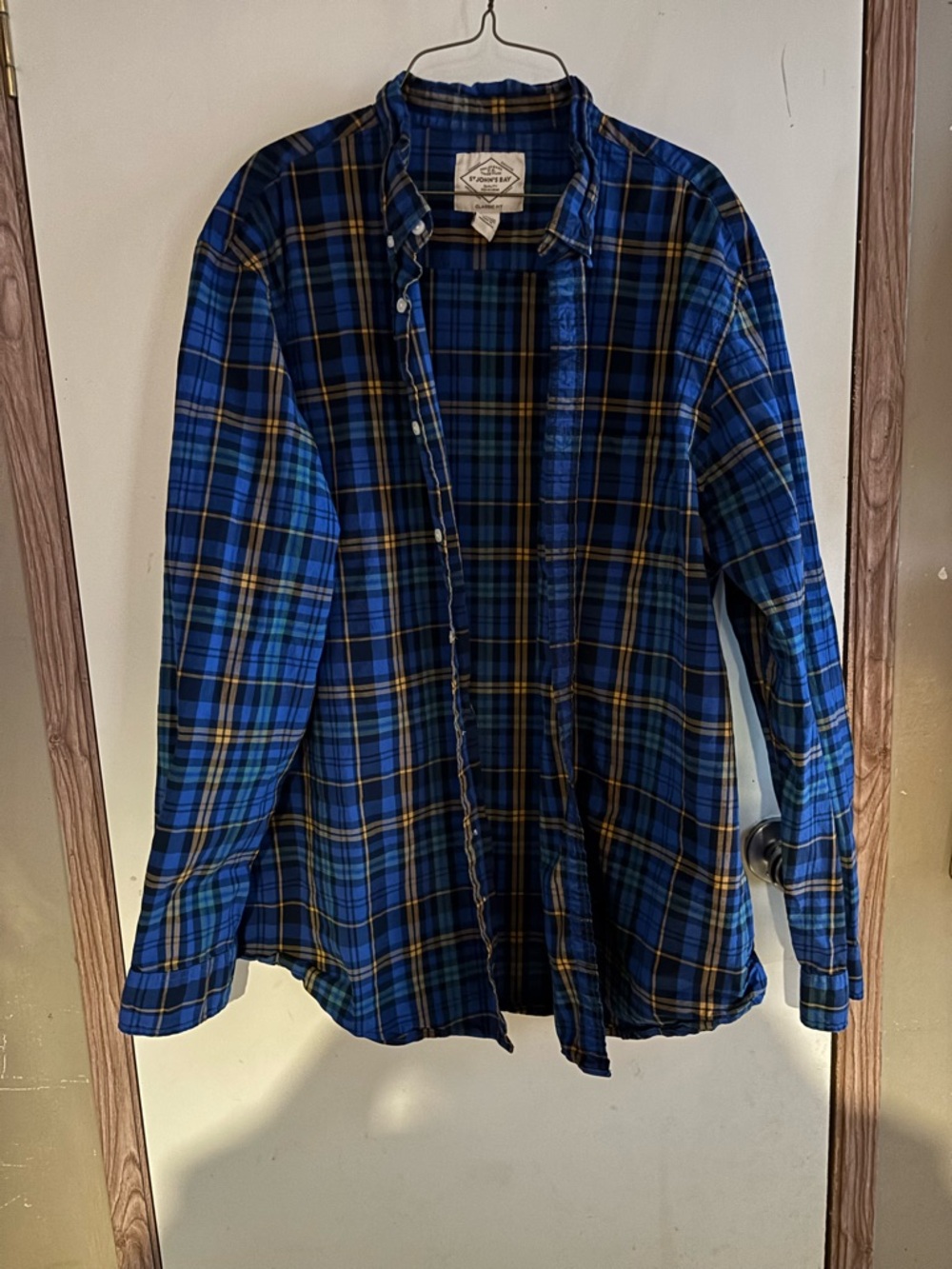 St. John's Bay Blue and Yellow Plaid Shirt